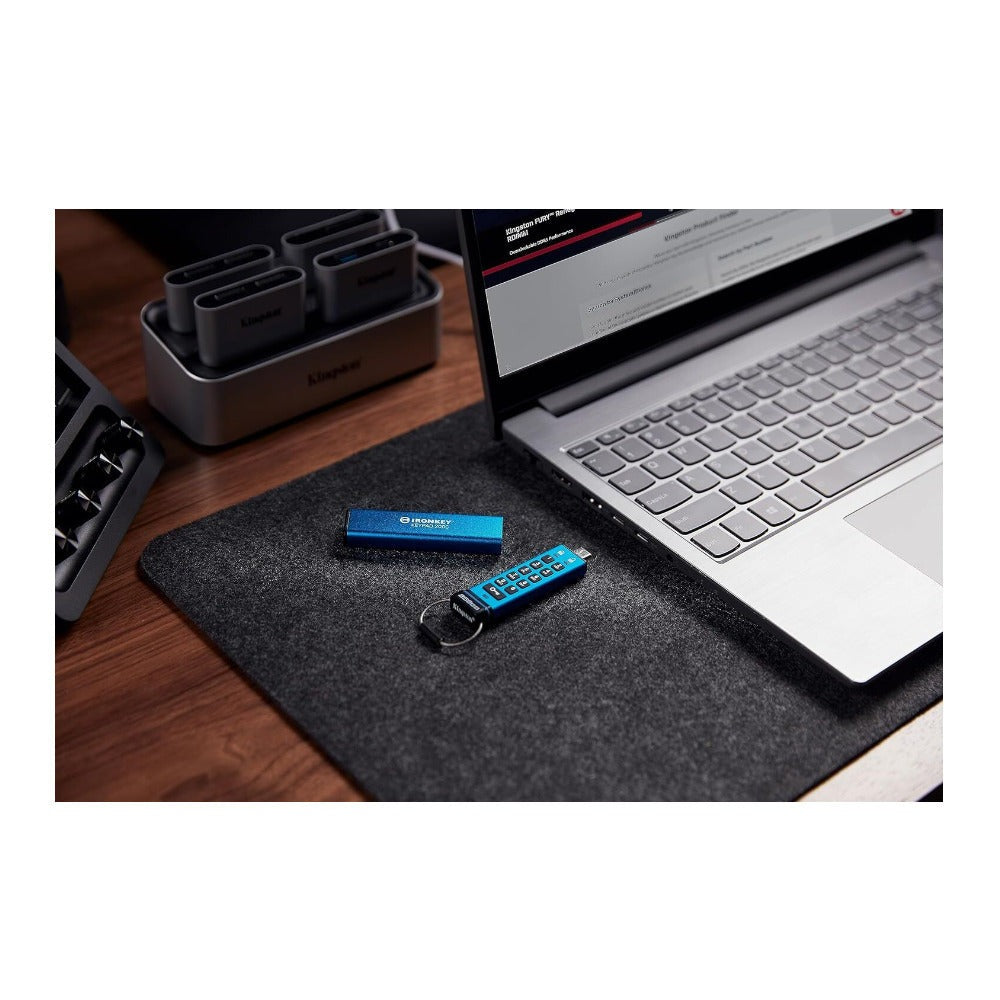 Kingston Ironkey Keypad 200 USB-C 256GB Encrypted Flash Drive (Blue)