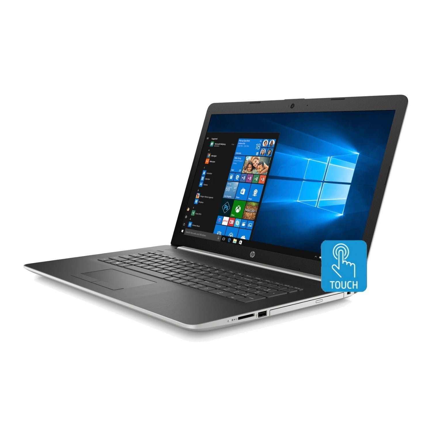 HP 17-BY 17.3" HD+ Touchscreen Laptop, Intel Core i5-10210U, 12GB RAM, 1TB HDD, Windows 10 (Natural Silver) (Certified Refurbished)