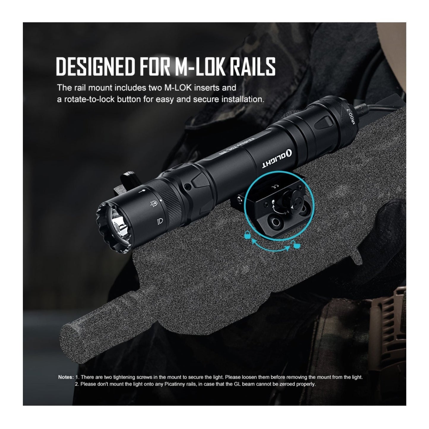 Olight Odin GL M Rechargeable Flashlight with Green Laser (M-LOK, Black)