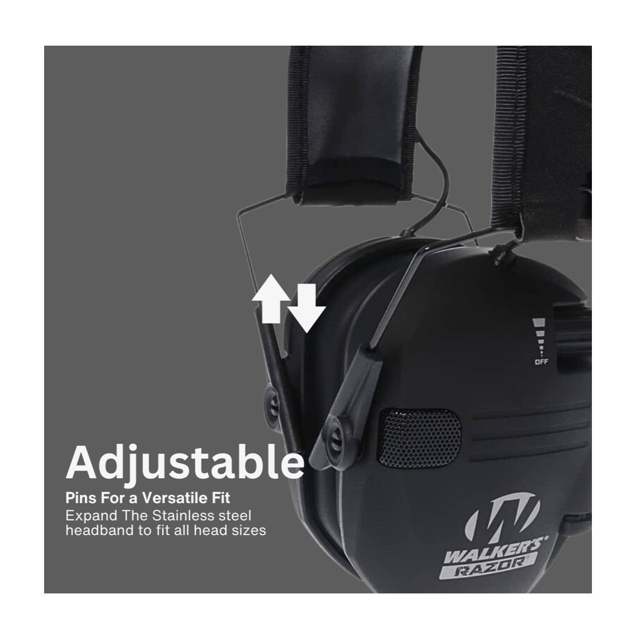 Walker's Razor Slim Electronic Earmuffs (Black) with Attachment Bundle