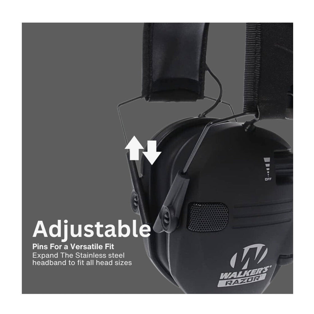Walker's Razor Slim Electronic Earmuffs (Black) with Attachment Bundle