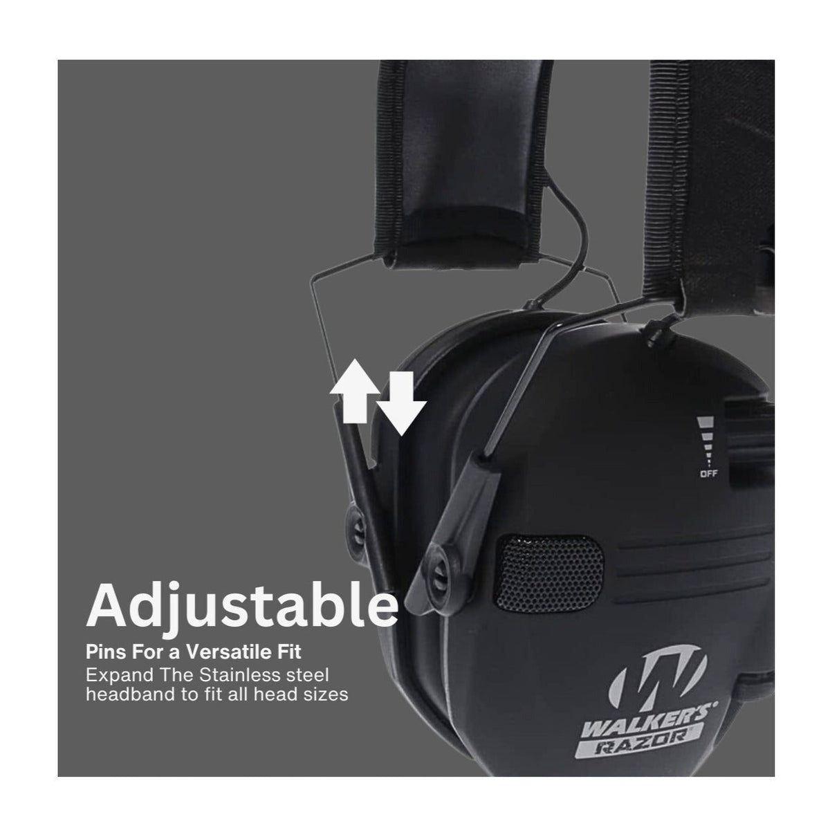 Walker's Razor Slim Electronic Earmuffs (Black) with Attachment Bundle