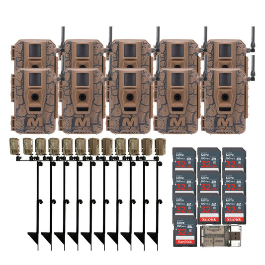 Muddy Mitigator Cellular 24MP Imaging Trail Camera (10-Pack) with SD Card Reader Bundle
