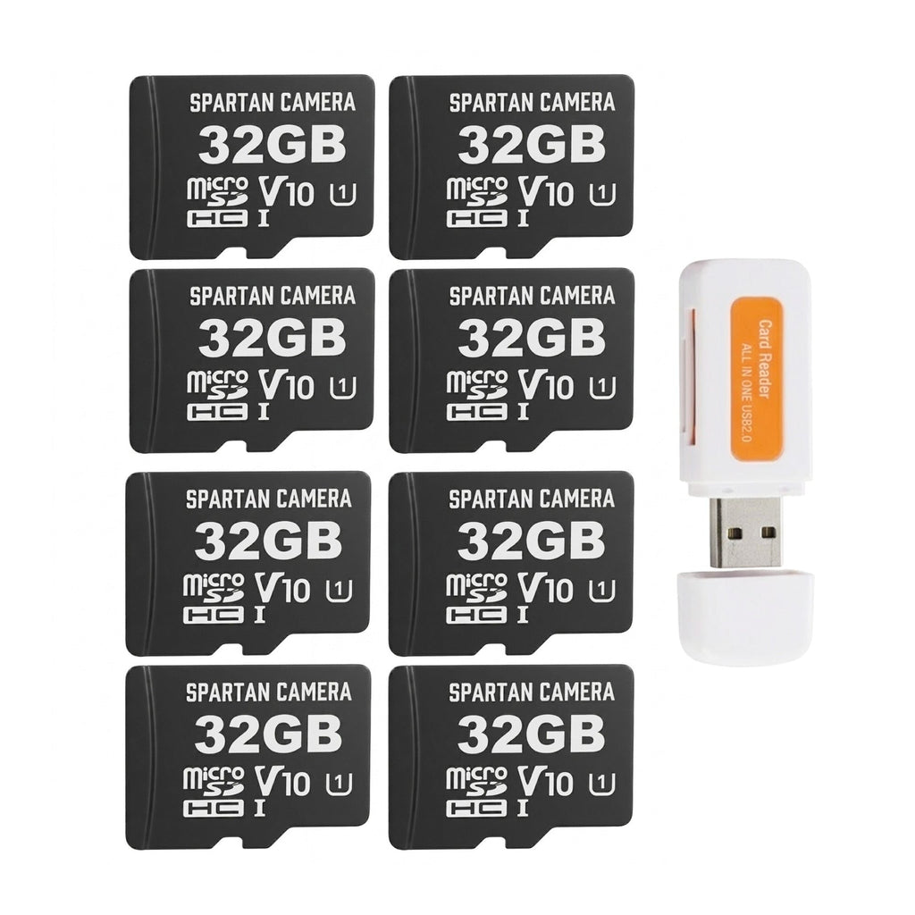 Spartan 32GB Micro Memory Card (8 Pack) with Adapter and Card Reader Bundle