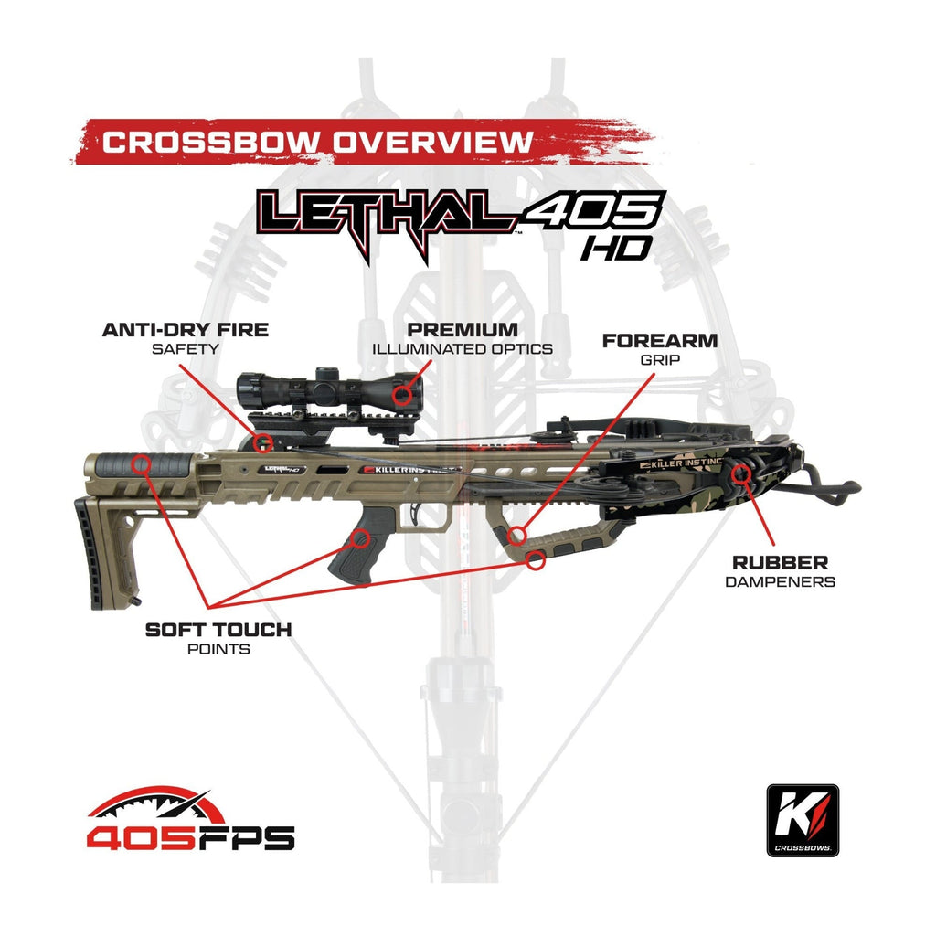 Killer Instinct LTL 405HD Crossbow with Crank and Broadheads Bundle