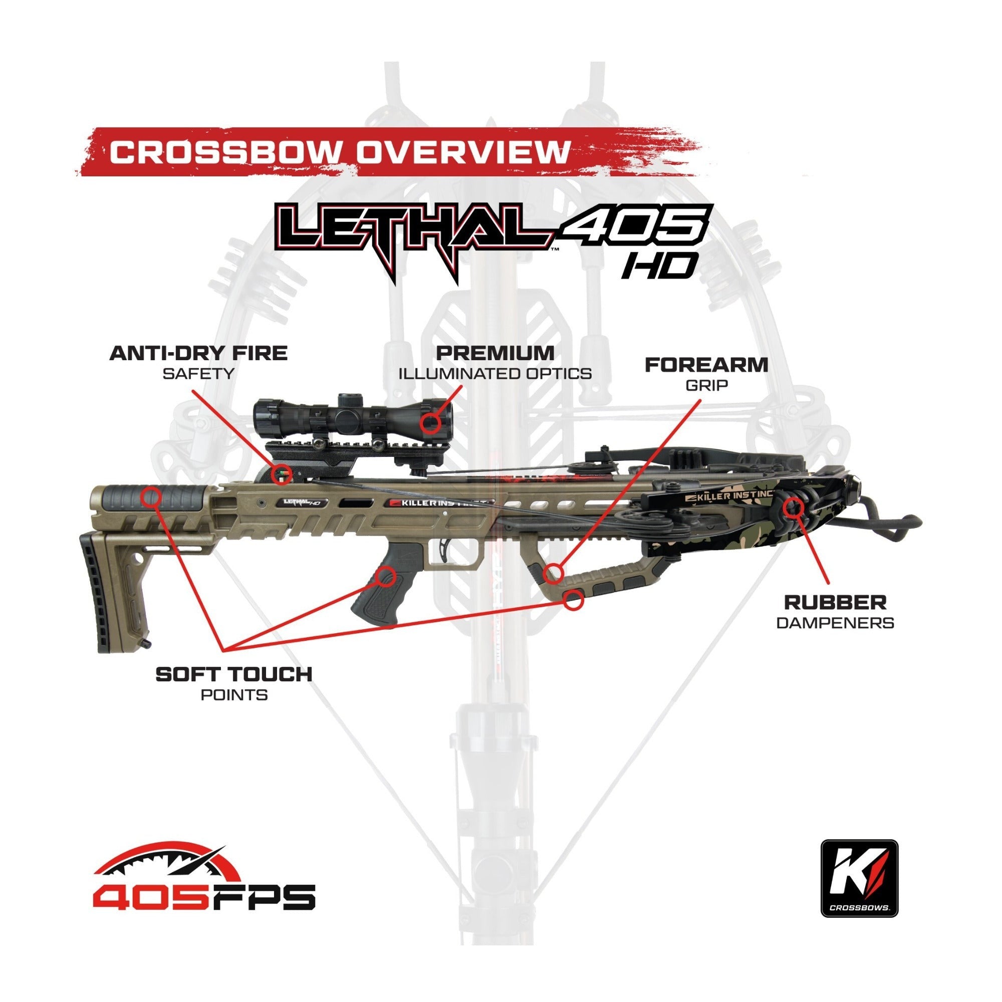 Killer Instinct LTL 405HD Crossbow with Crank and Broadheads Bundle