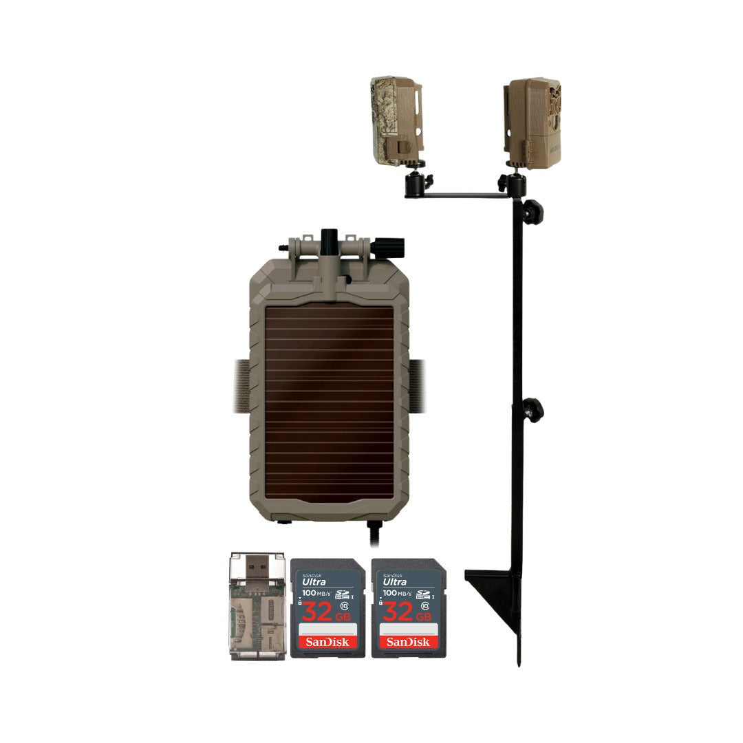 Muddy Dual Camera Ground Mount with Threaded Receiver (Black) with Card Reader Bundle