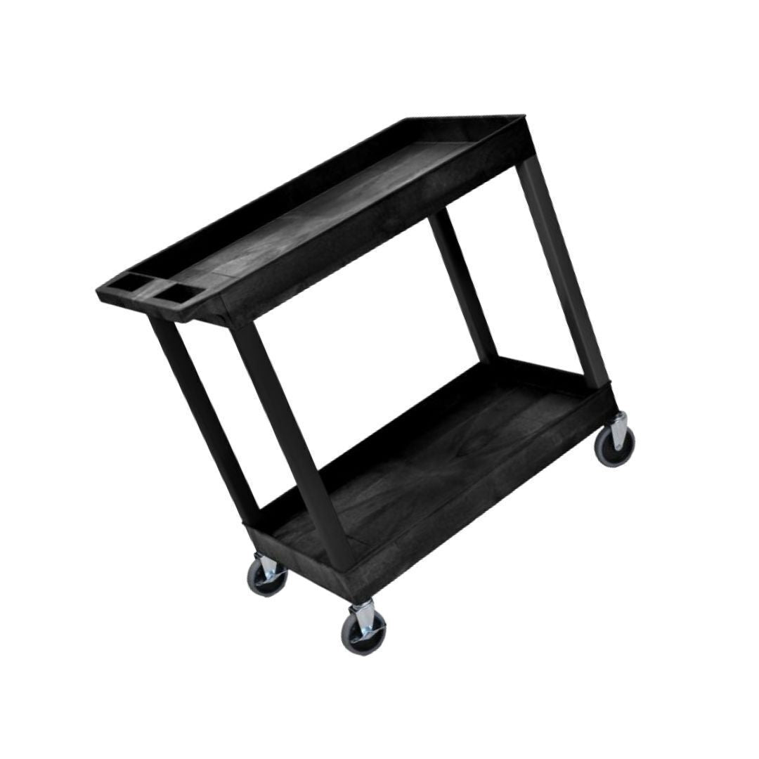 Luxor EC Series 32-Inch x 18-Inch Tub Storage Utility Cart with Two Tub Shelf Cart Suits (Black)
