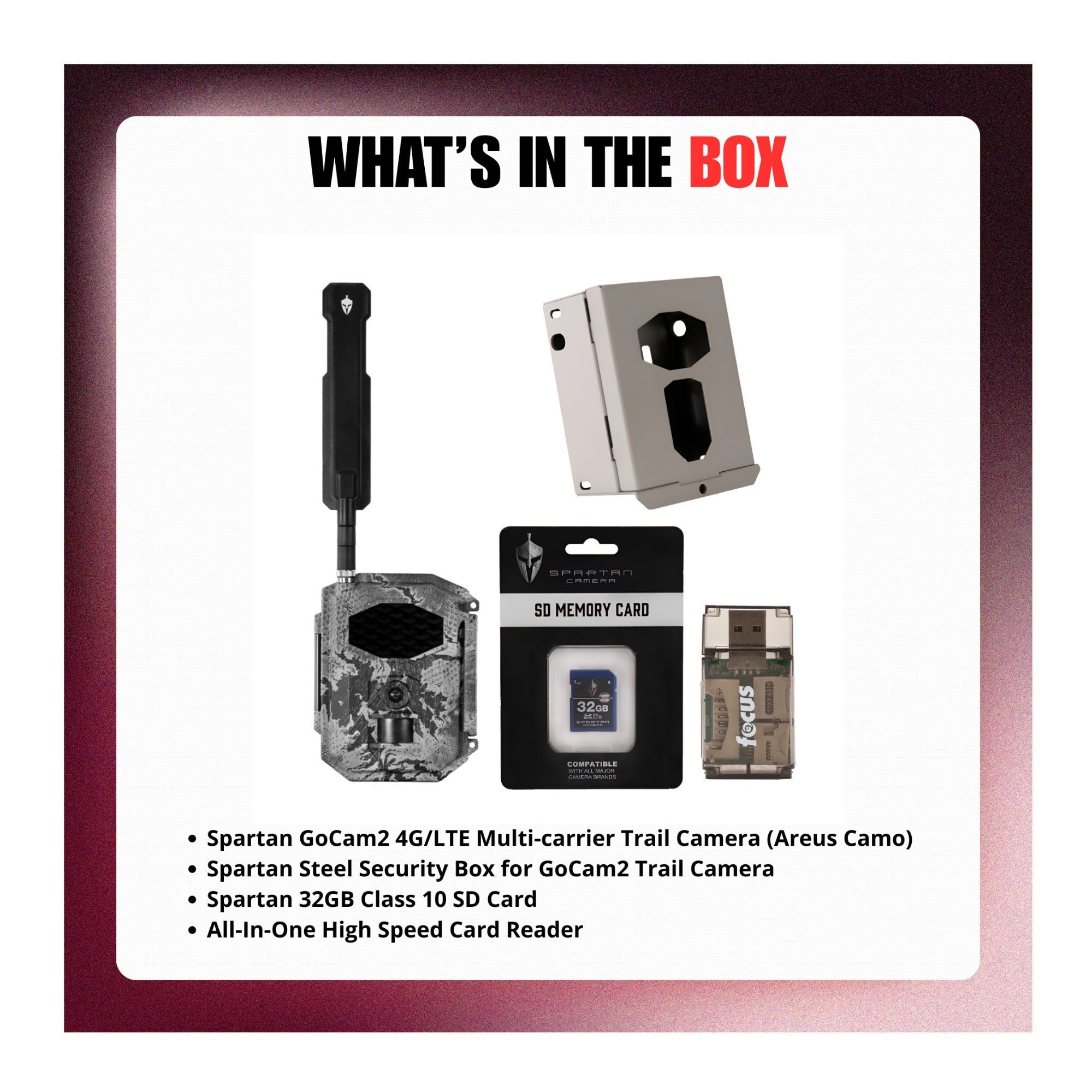 Spartan GoCam2 4G/LTE Multi-carrier Trail Camera (Areus Camo) with Accessories