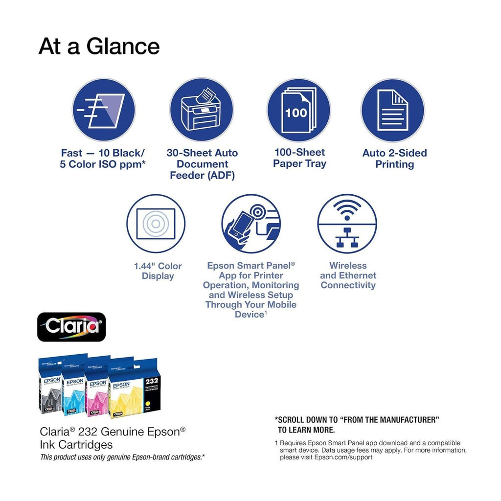 Epson WorkForce WF-2930 Wireless All-in-One Printer with Auto Duplex and ADF