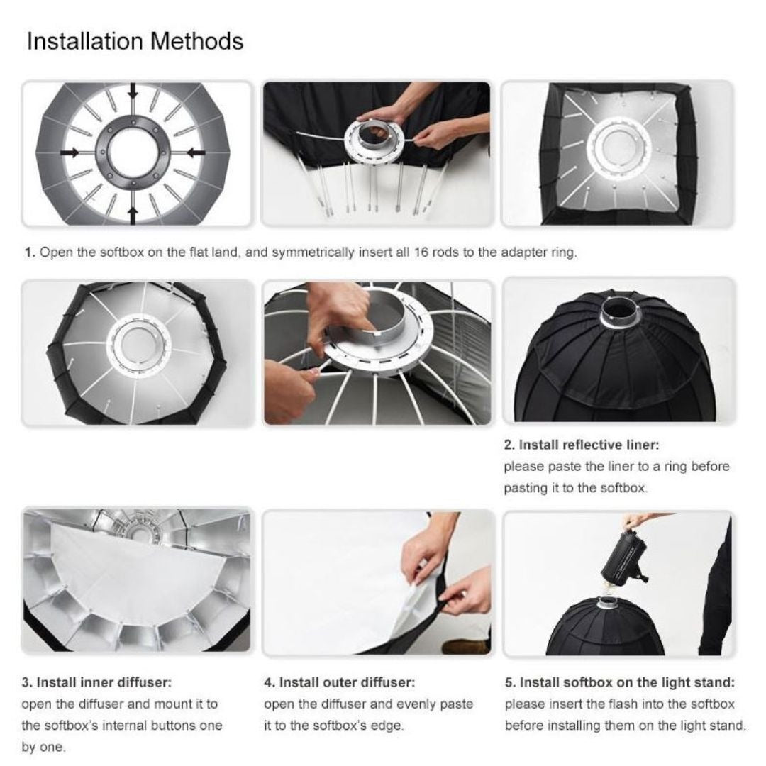 Godox P120L Light Version 47-Inch Portable and Easy To Install Parabolic Softbox with Bowens Mount