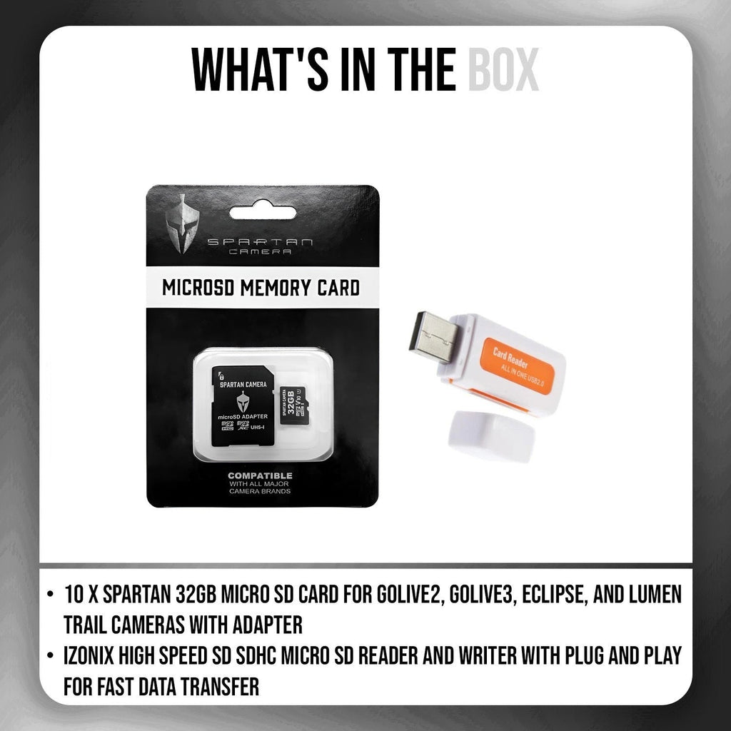 Spartan 32GB Micro Memory Card (10 Pack) with Adapter and Card Reader Bundle