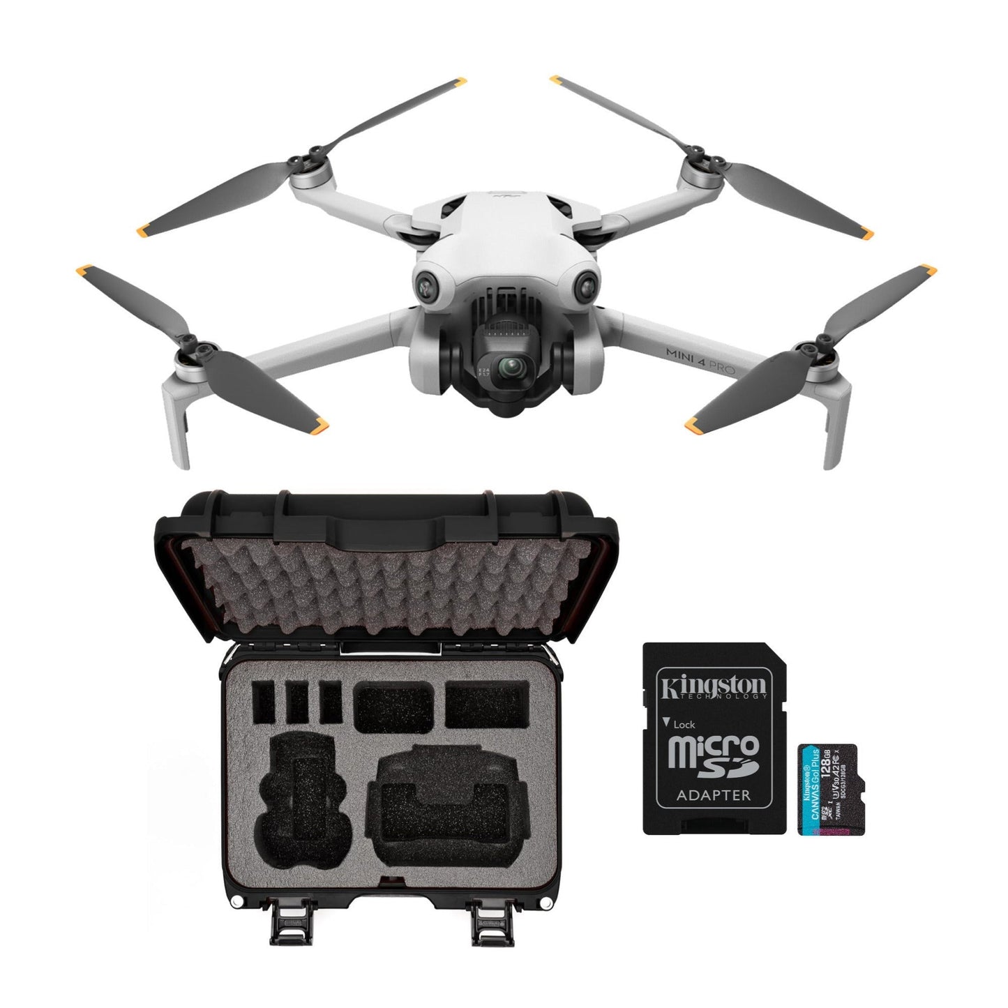 DJI Mini 4 Pro Fly More Combo (DJI RC 2) (GL) with Hard-Shell Storage Case and 128GB Memory Card