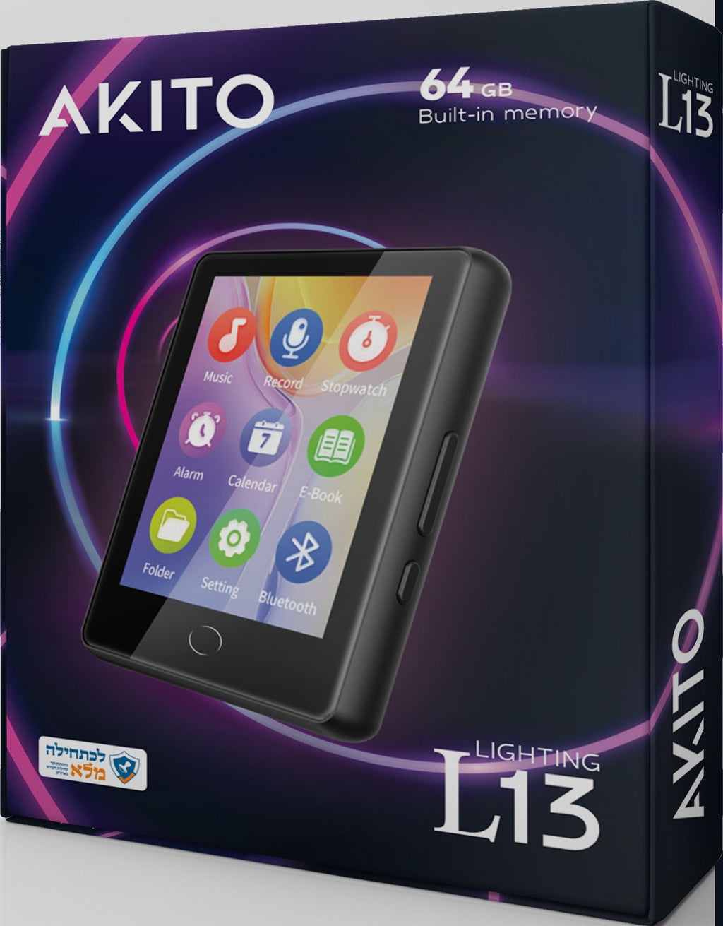 Akito L13 Kosher MP3 Player, Black