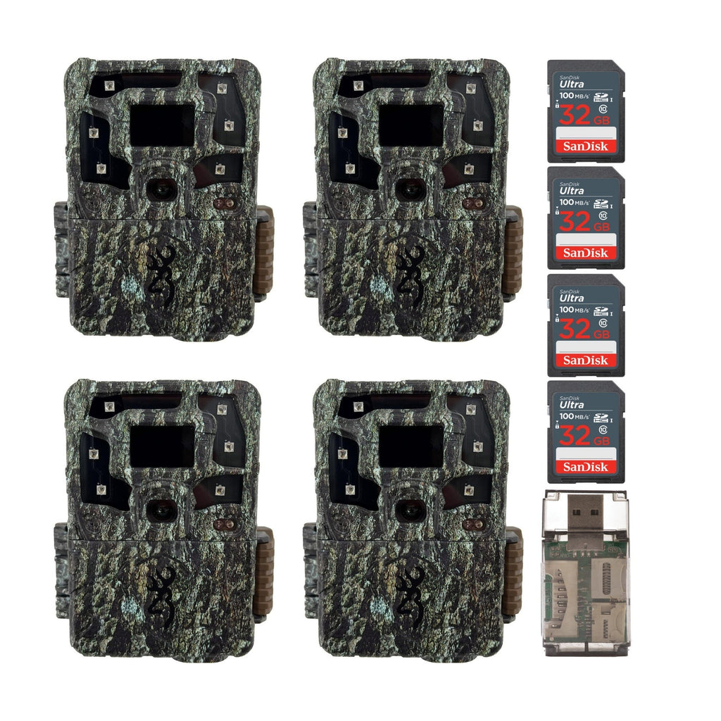 Browning Strike Force Pro X 1080 Trail Camera with 32GB, and SD Card (4-Pack)