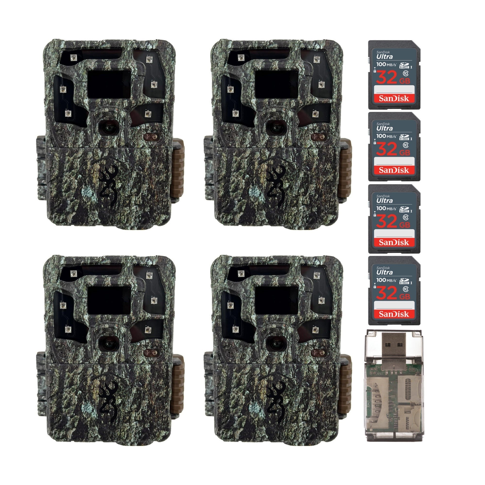 Browning Strike Force Pro X 1080 Trail Camera with 32GB, and SD Card (4-Pack)