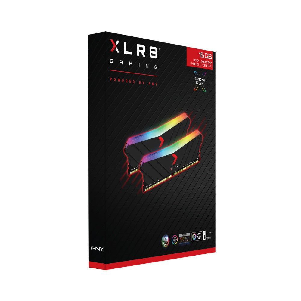 PNY 16GB XLR8 DDR4 3600 MHz RGB Dual Channel Desktop (DIMM) Memory Kit (2 x 8GB)