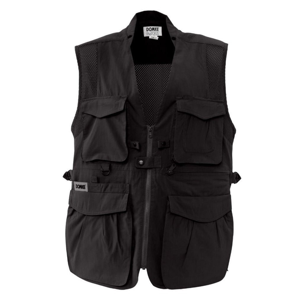 DOMKE PhoTOGS Vest with 100 Percent Cotton, 12 Pockets and Padded Collar (Black, XL Size)