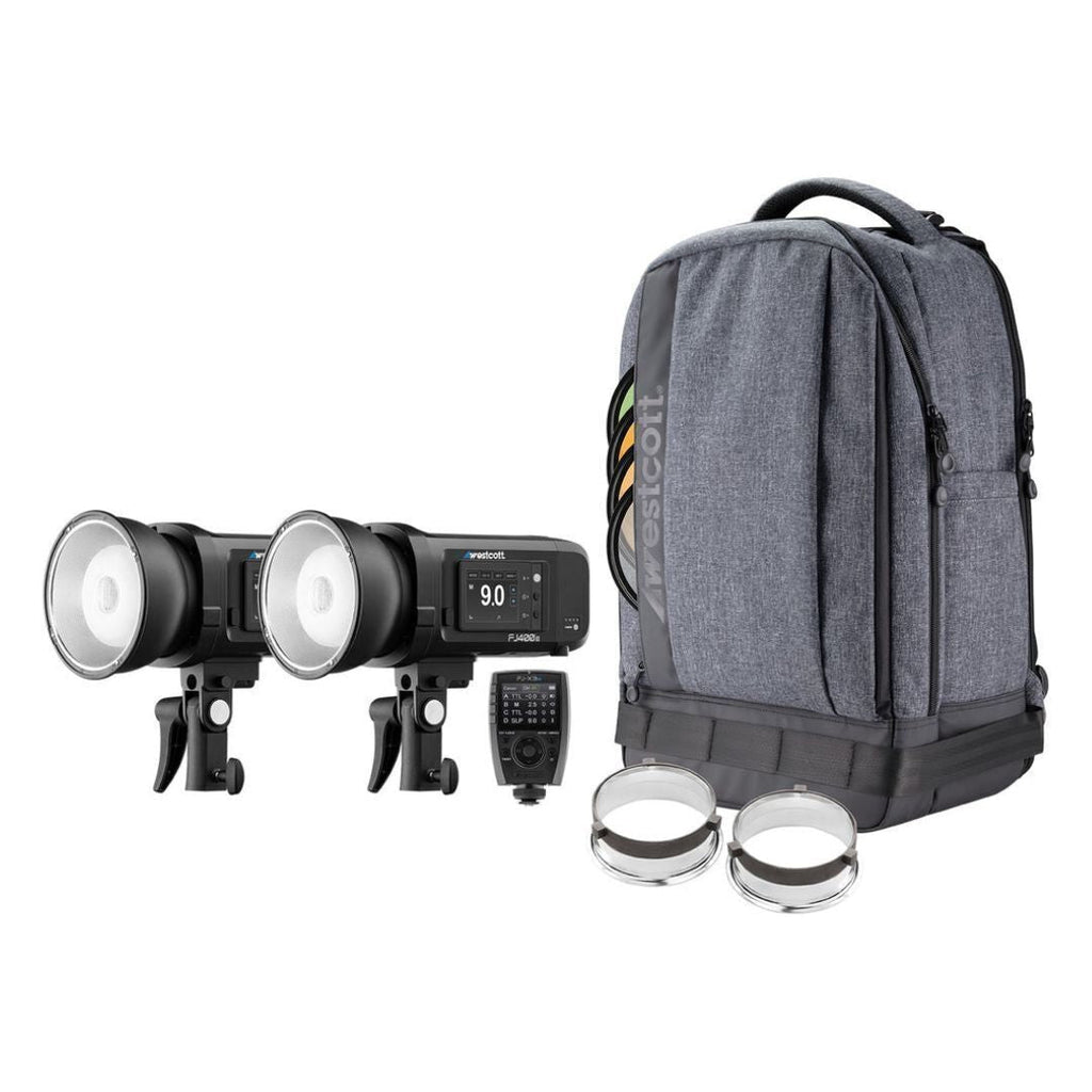Westcott FJ400 II Strobe 2-Light Backpack Kit with FJ-X3 M Multi-Brand Wireless Trigger Bundle