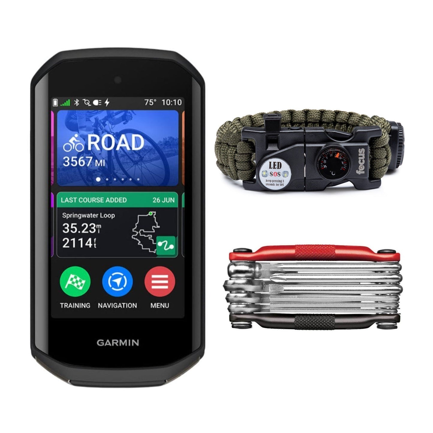 Garmin Edge 1050 Premium Cycling Computer with Multi-Tool and Multi-Tool Paracord Bracelet Bundle