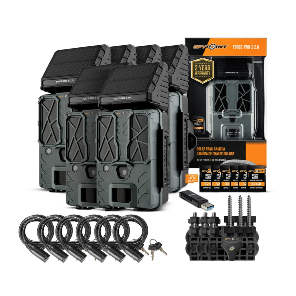 Spypoint FORCE-PRO-S 2.0 Trail Camera (6-Pack) Bundle with Accessories
