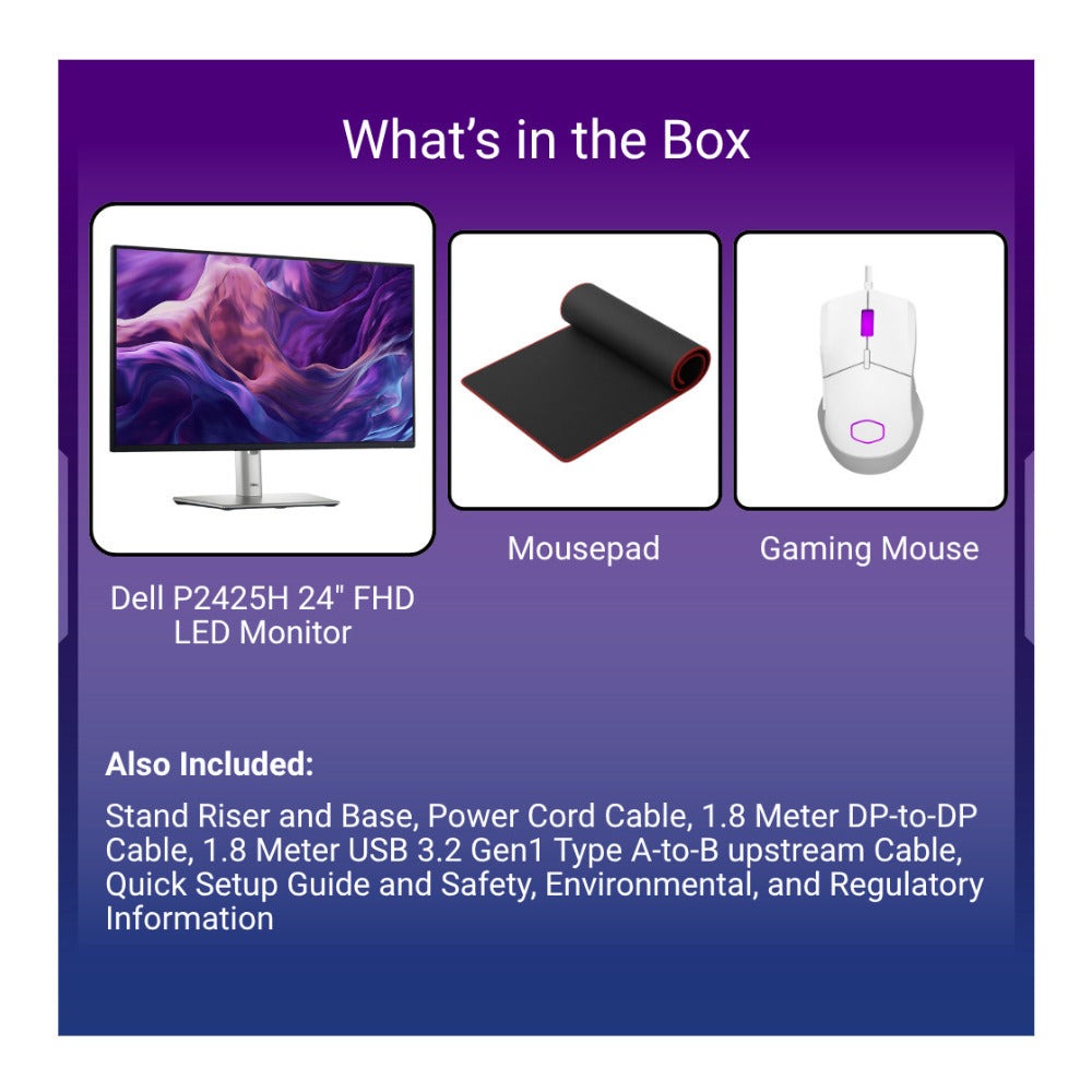 Dell P2425H 24-in. FHD LED Monitor 16:9 with Gaming Mouse and Extended Mouse Pad
