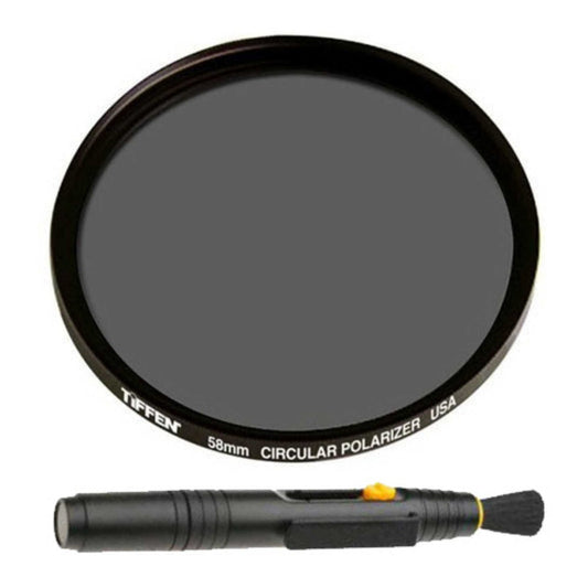 Tiffen 58mm Circular Polarizing Lens Filter and Lens Cleaning Brush Bundle