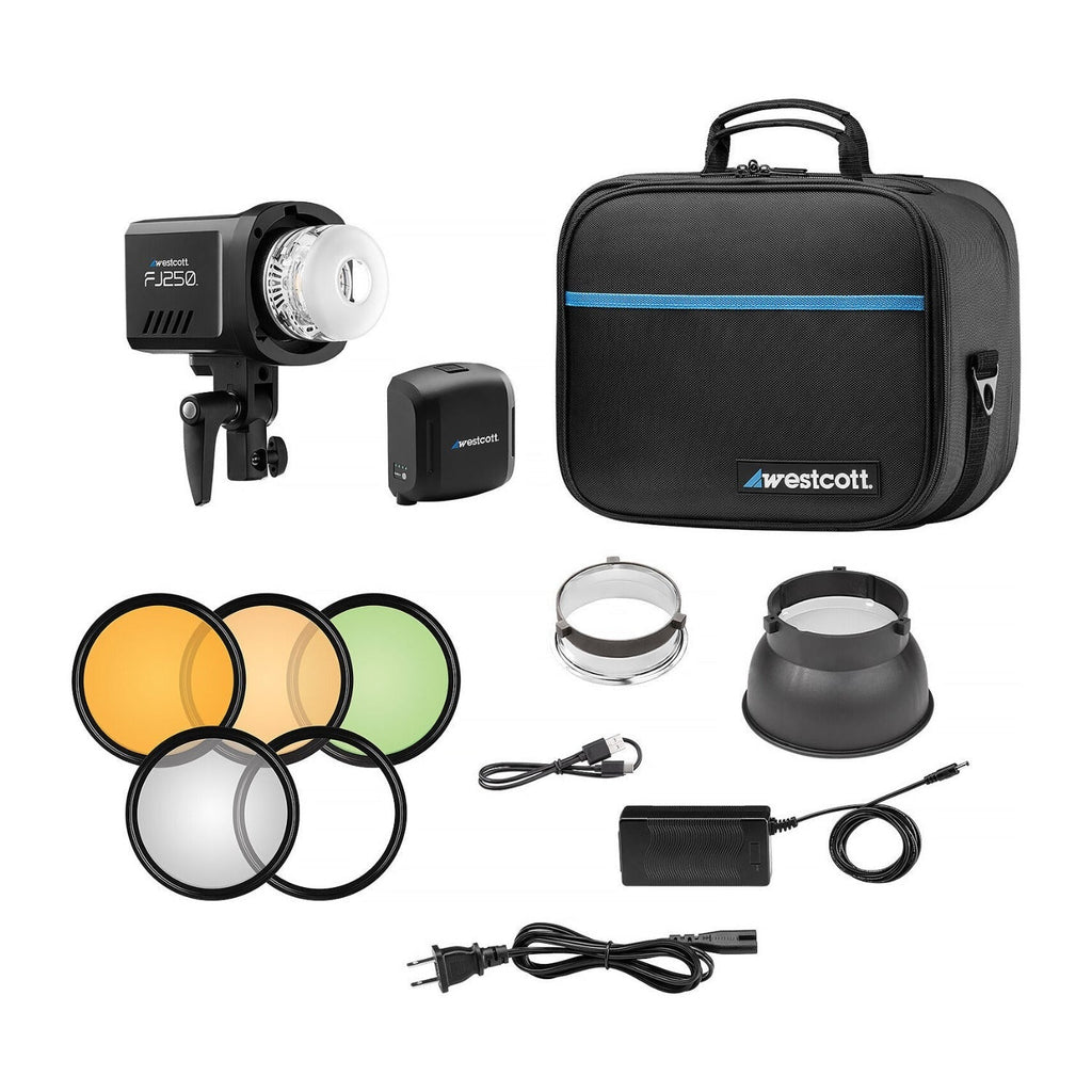 Westcott FJ250 Touchscreen Strobe with Battery and Heavy-Duty Light Stand Bundle