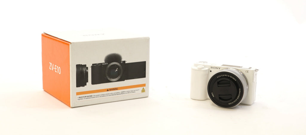 Sony ZV-E10 Mirrorless Camera with E PZ 16-50mm F3.5-5.6 OSS II Lens (White) (Open Box)