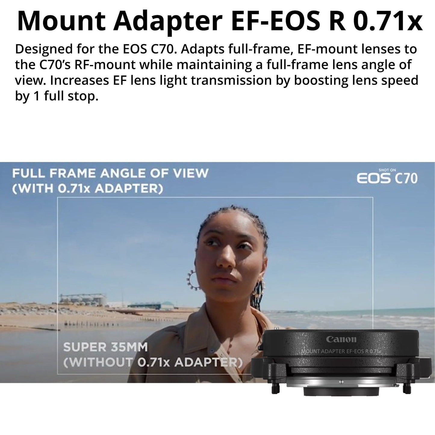 Canon EOS C70 Cinema with CN-R 85mm T1.3 L F Prime Lens & EF-EOS R 0.71x Mount Adapter Bundle