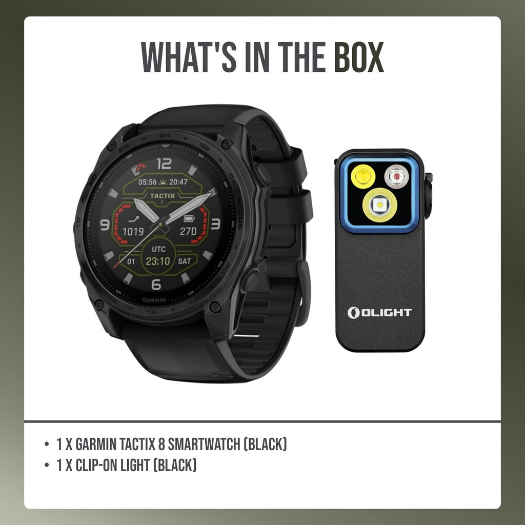 Garmin Tactix 8 51mm Sapphire Solar Elite Edition Smartwatch (Black) Bundle