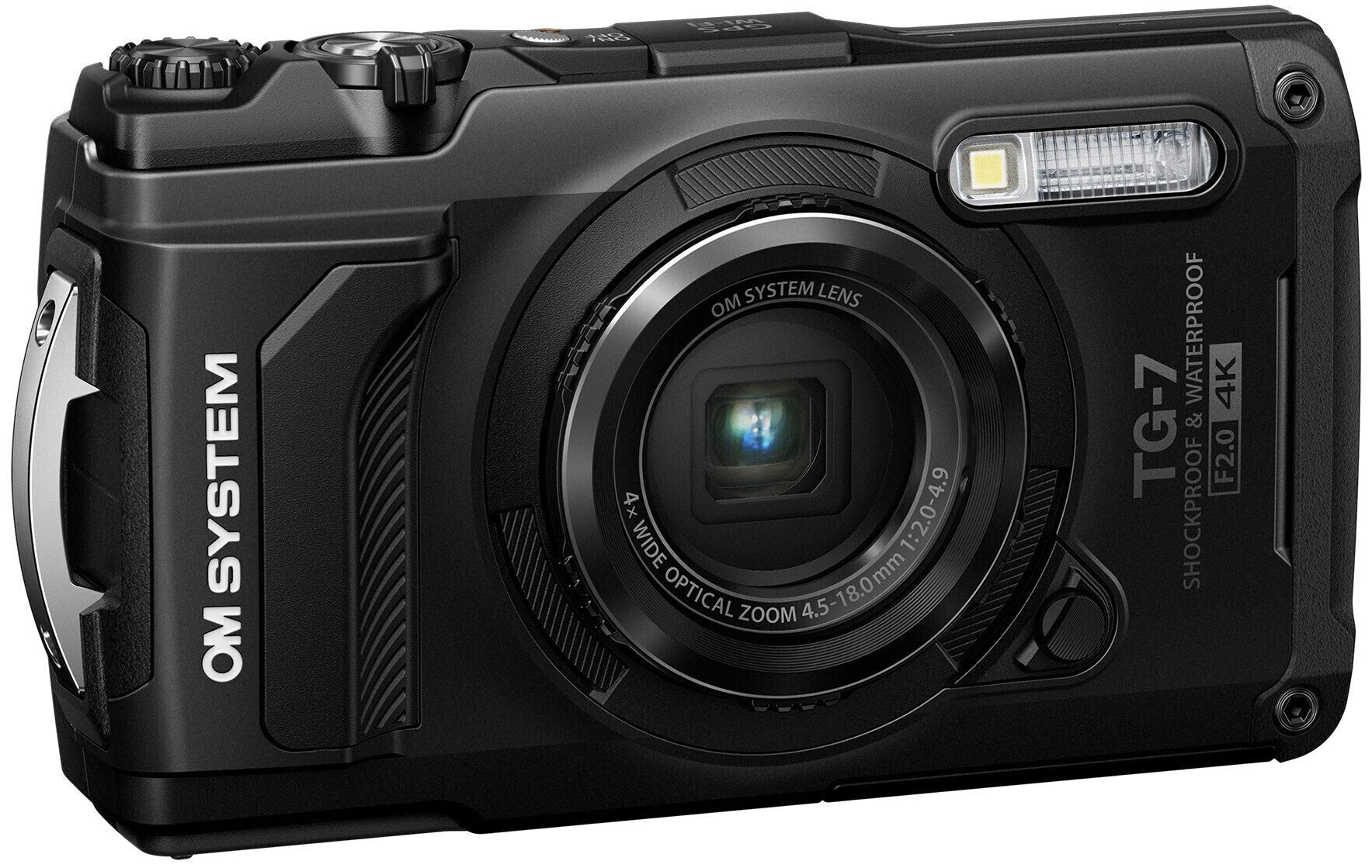 OM SYSTEM Tough TG-7 Digital Camera (Black) Bundle with 128GB Card, HDMI Cable & Accessories