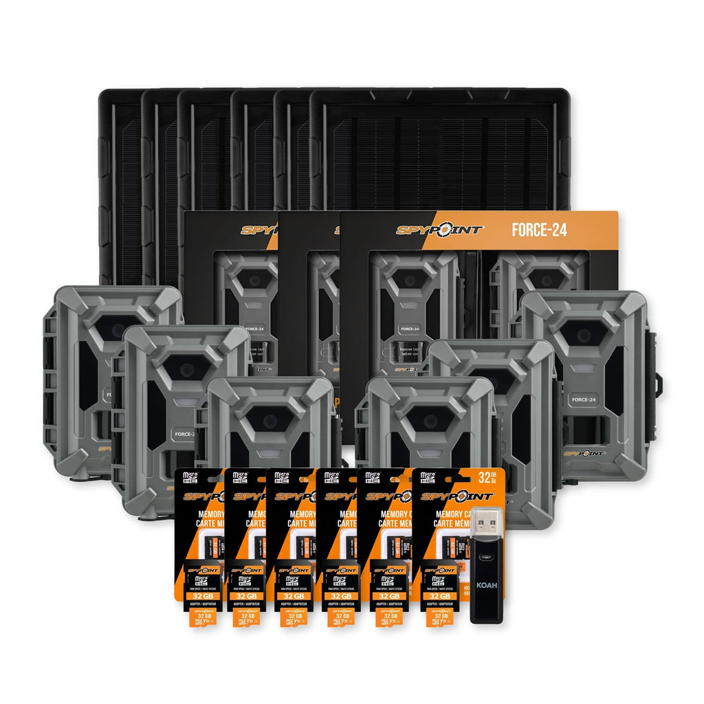 Spypoint Force-24MP Non-Cellular Trail Camera (6 Pack) Bundle with Accessories