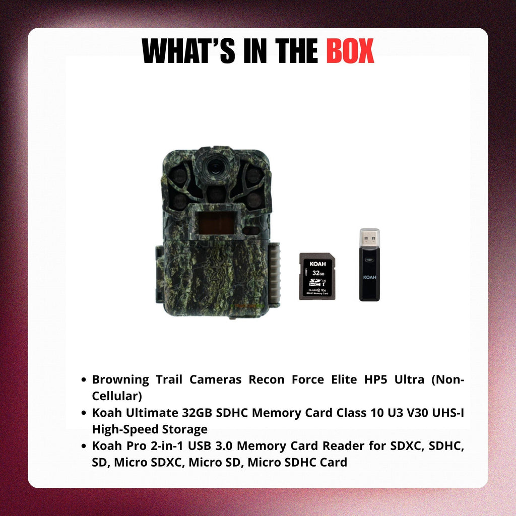 Browning Trail Cameras Recon Force Elite Ultra (Non-Cellular) with Accessories