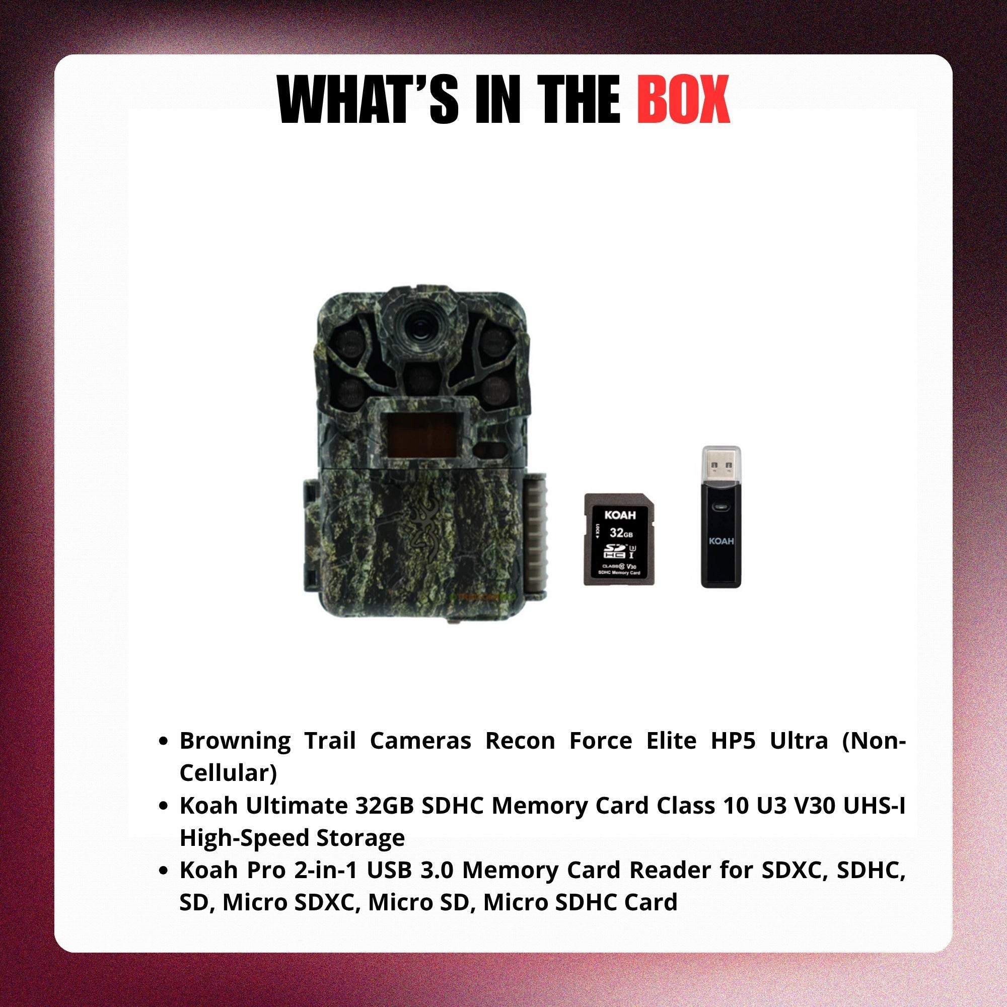 Browning Trail Cameras Recon Force Elite Ultra (Non-Cellular) with Accessories
