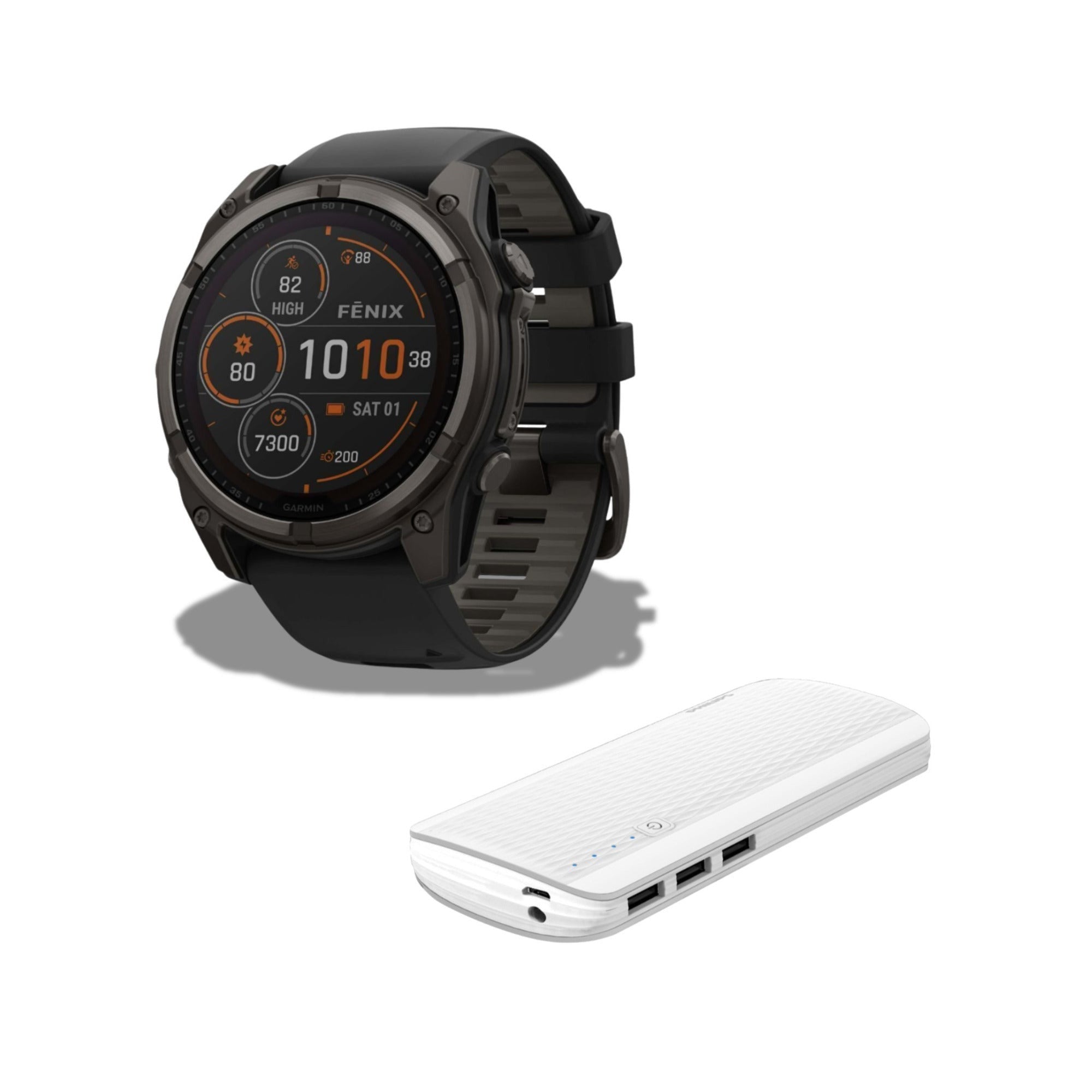 Garmin Fenix 8 Sapphire Solar 51mm Smartwatch (Black and Pebble Gray) Bundle
