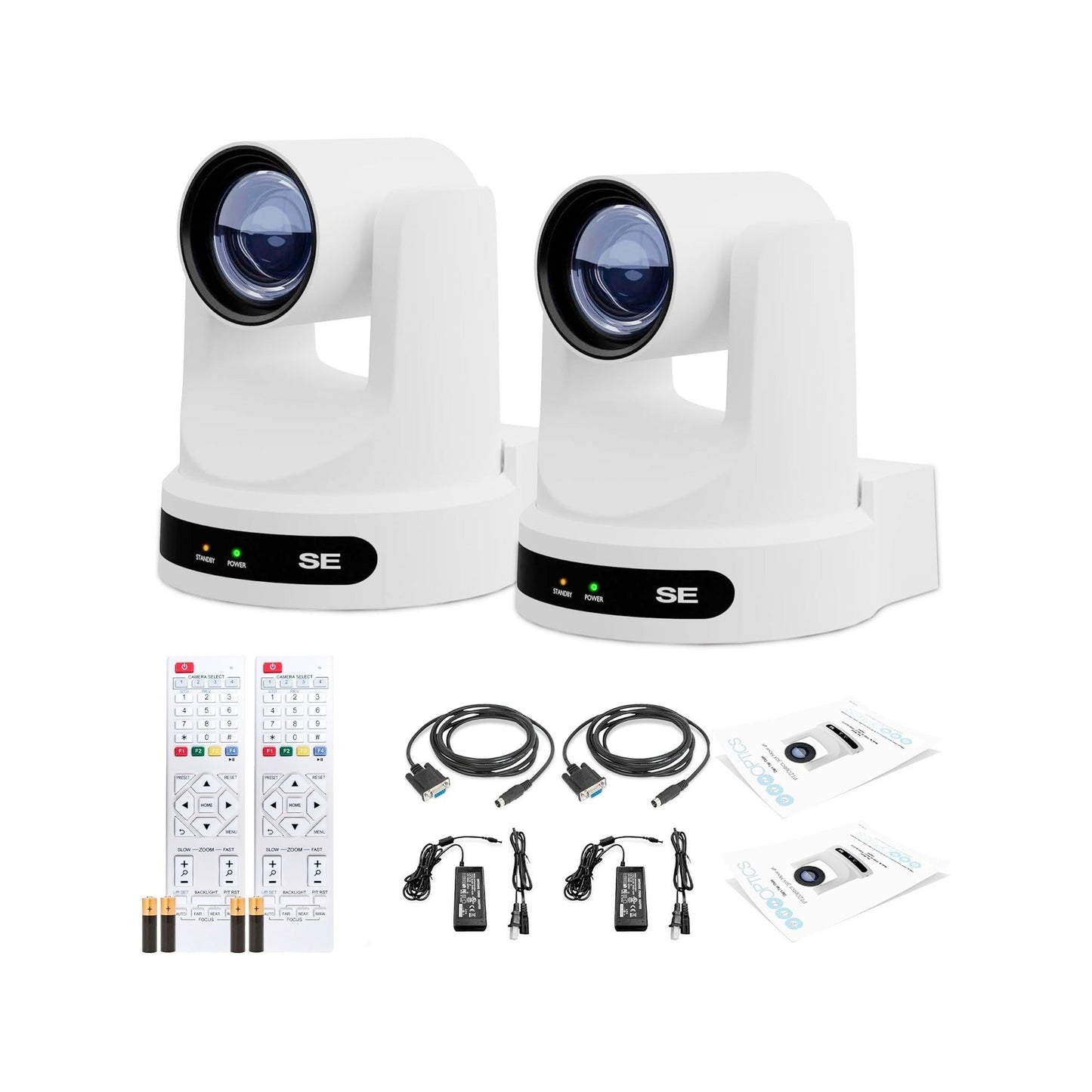 PTZOptics Move SE 30x 1080p PTZ Auto-Tracking Pan Tilt Zoom Camera Bundle (White, 2-Pack)