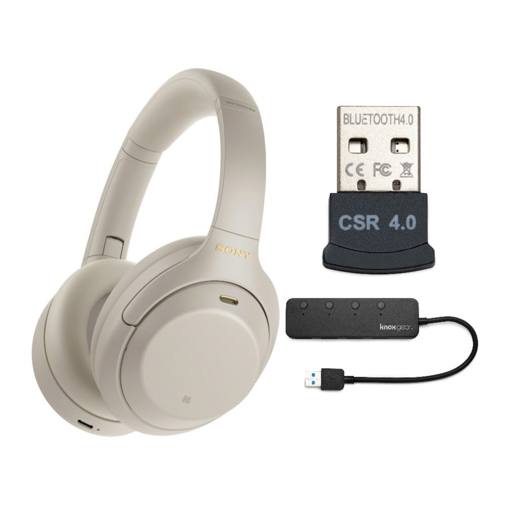 Sony WH-1000XM4 Wireless Noise Canceling Over-Ear Headphones (Silver) Bundle