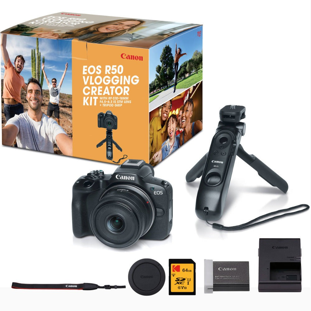 Canon EOS R50 Video Creator Kit with RF-S10-18mm Lens and Accessories Bundle