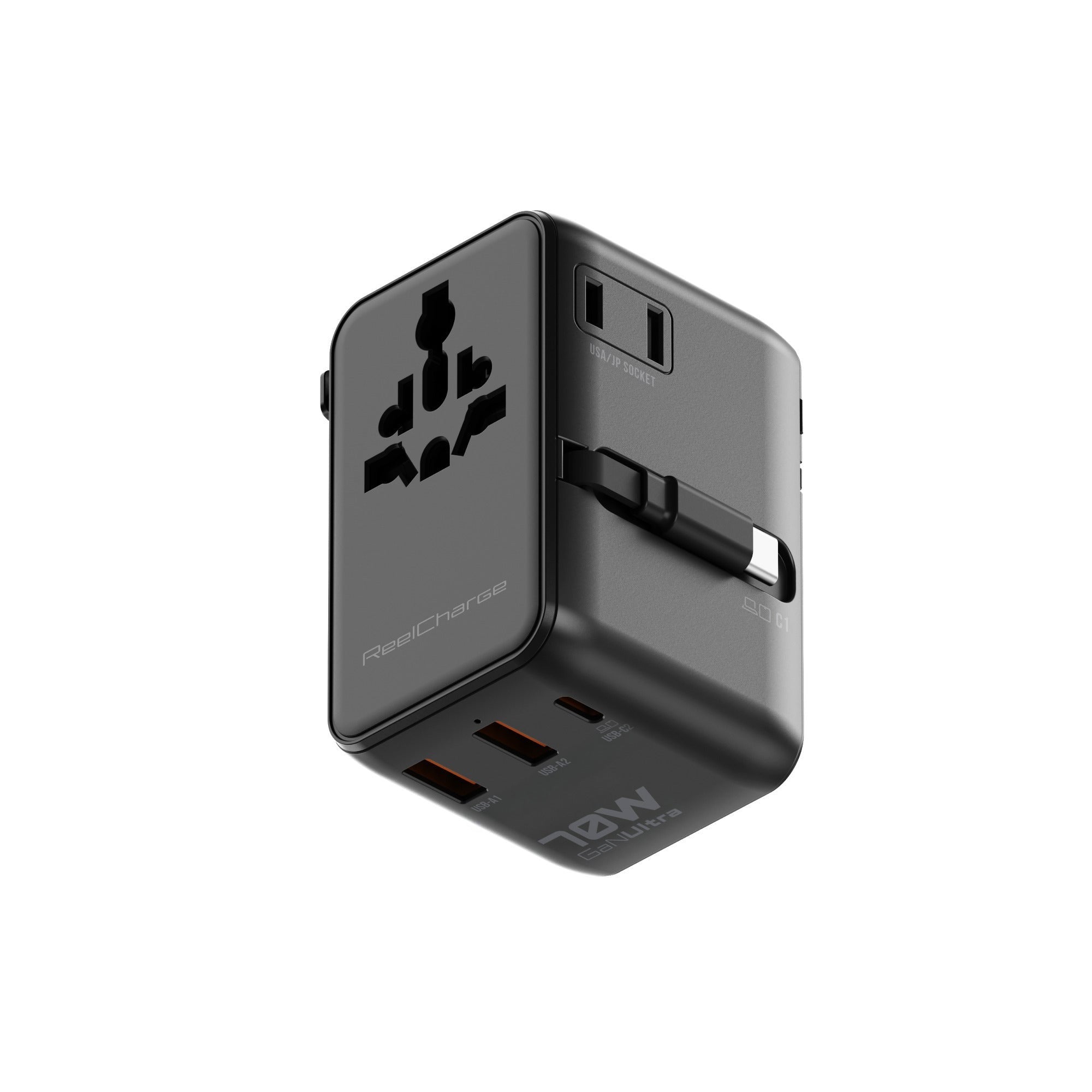 ReelCharge 70W Global Travel Charger (Black)