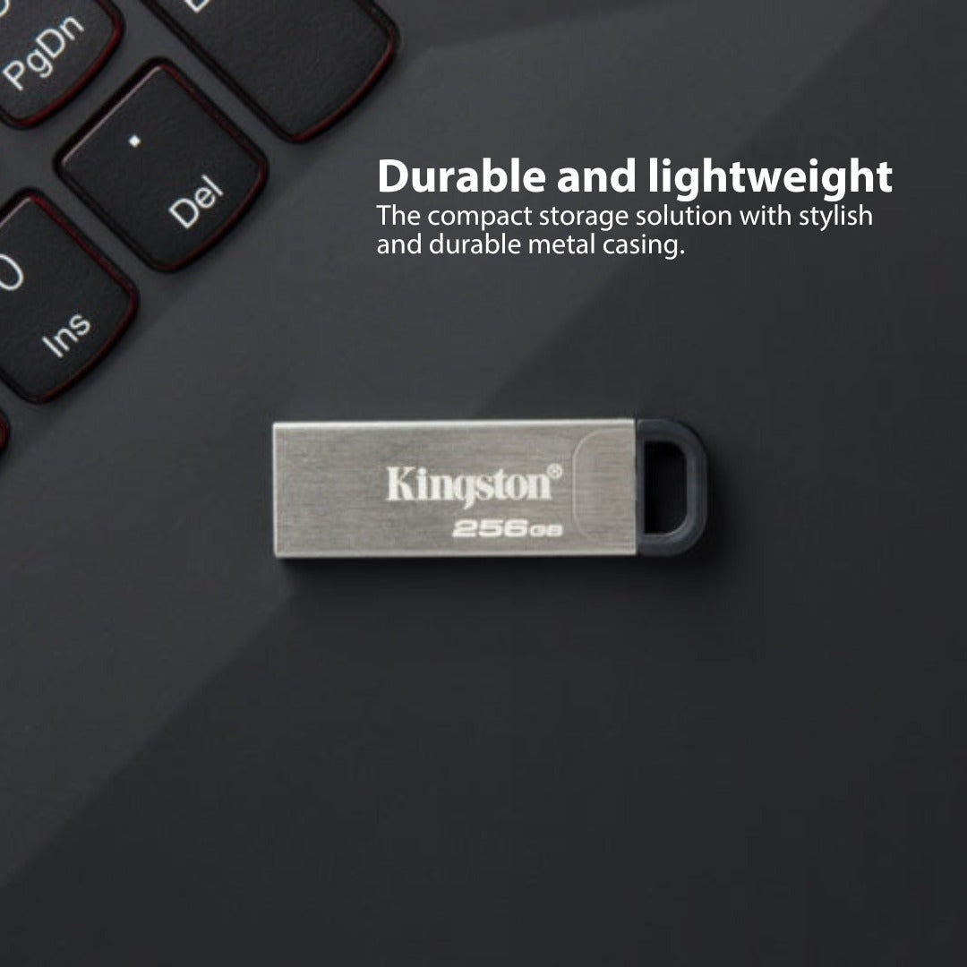 Kingston 128GB DataTraveler Kyson USB 3.2 Flash Drive (5-Pack) and Focus Camera Keyrings Bundle
