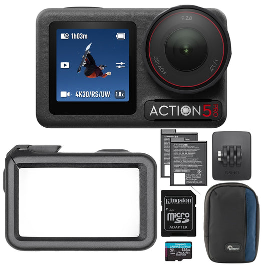 DJI Osmo Action 5 Pro Standard Combo with Extra 1950 mAh Battery,128GB MicroSD Card and Case Bundle