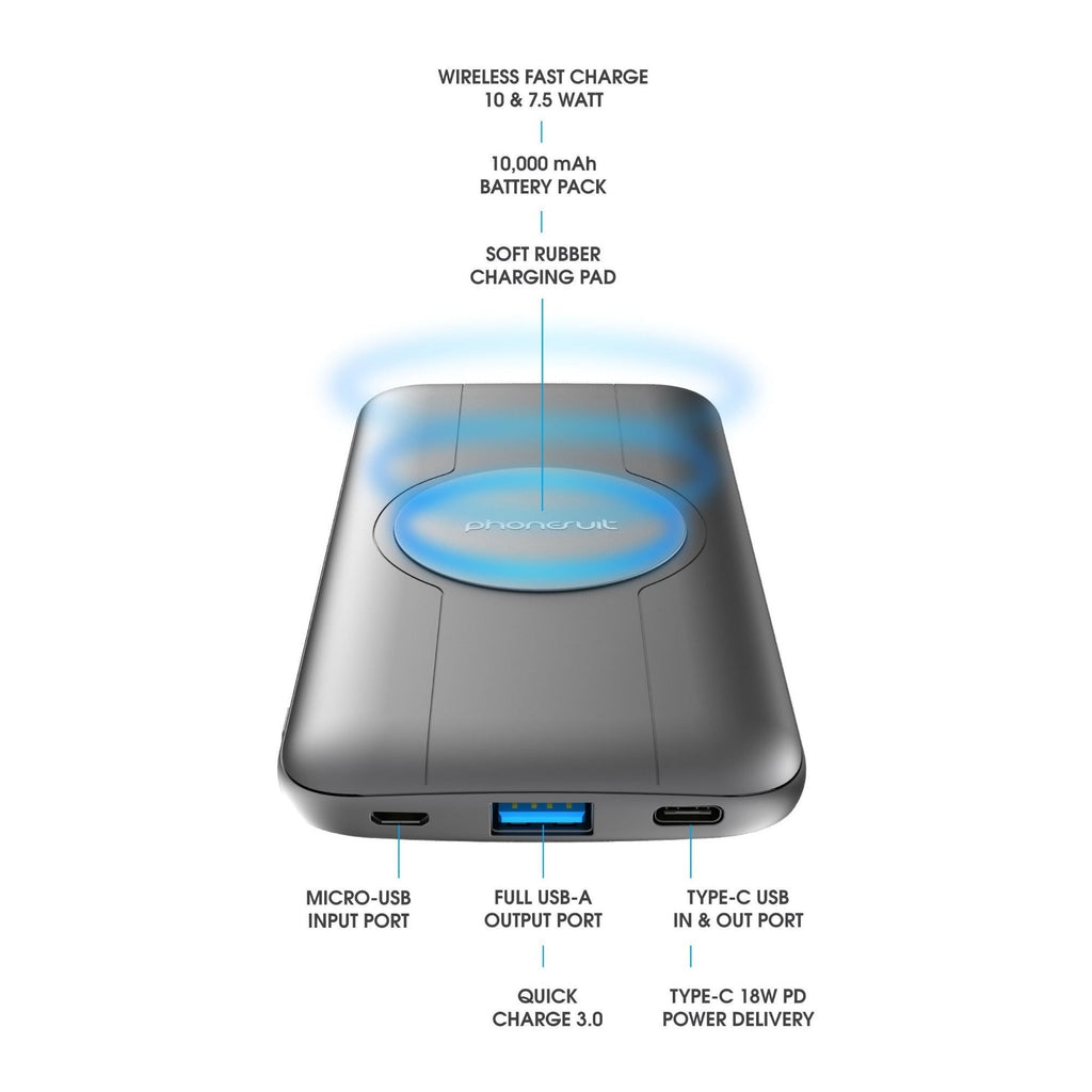 PhoneSuit Energy Core 10,000mAh Wireless Charger and Battery Pack
