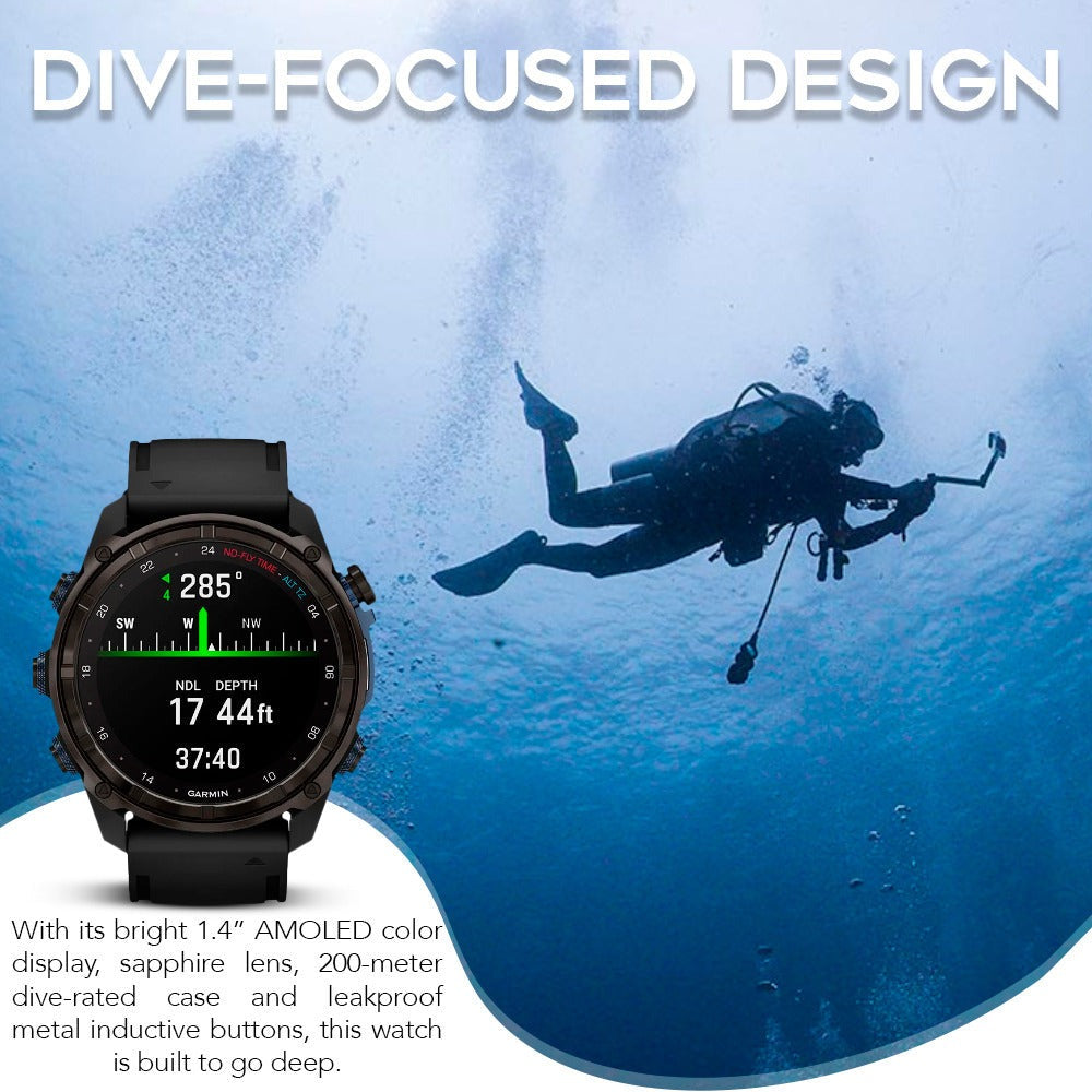 Garmin Descent Mk3i Watch Style-Dive Computer with Charger Stand and Port Plugs