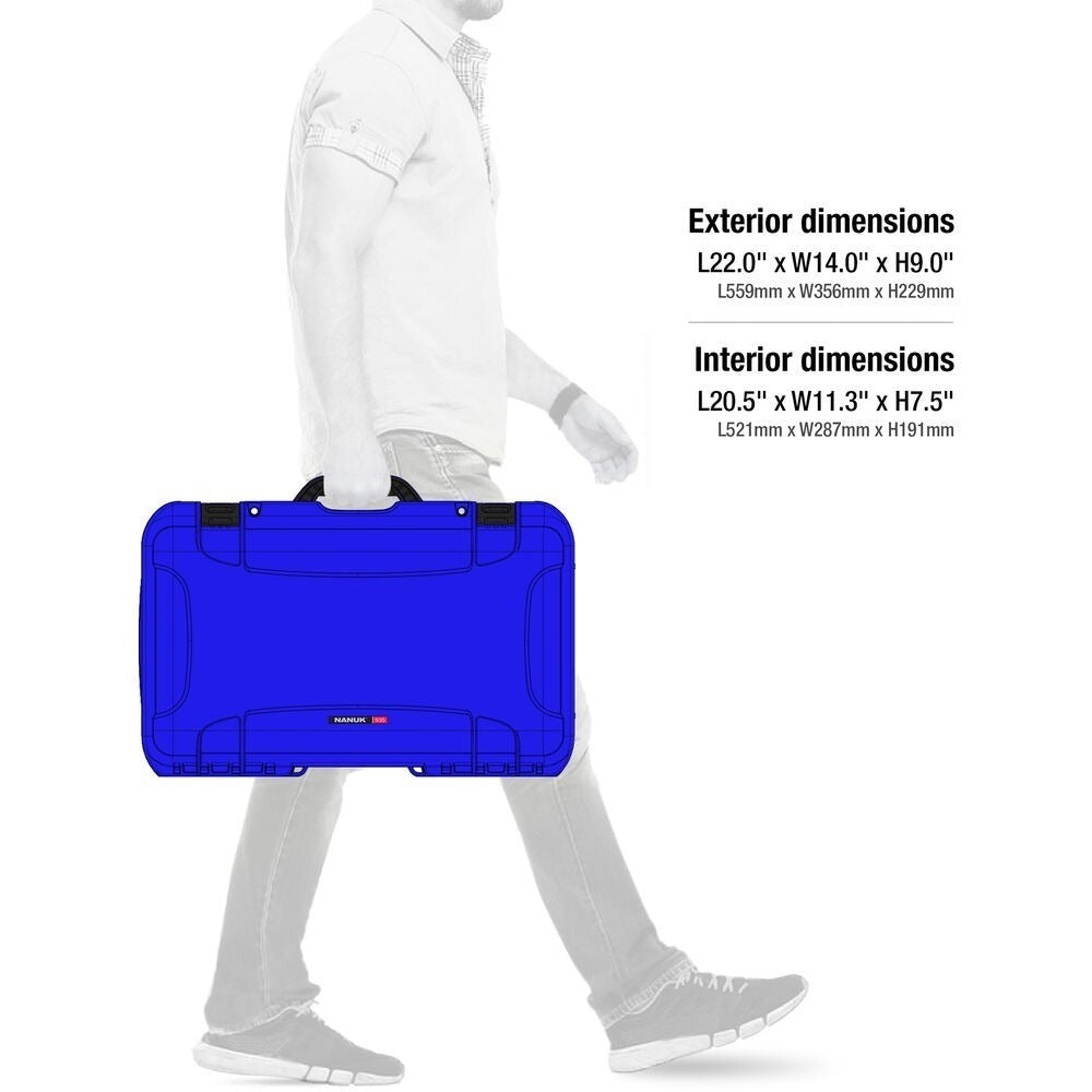 Nanuk 935 Waterproof Wheeled Hard Case with Padded Dividers (Blue)