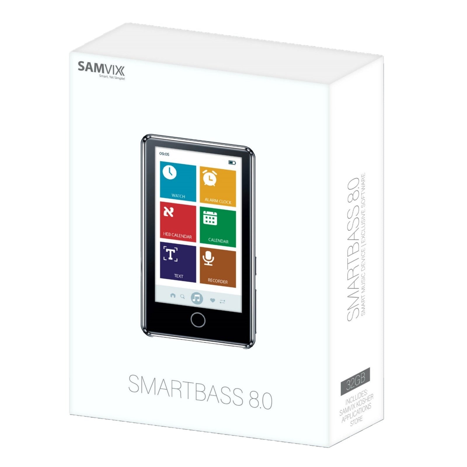 Samvix Kosher SmartBass 8.0 Touch Smart MP3 Player with Applications Store (32GB, Silver)