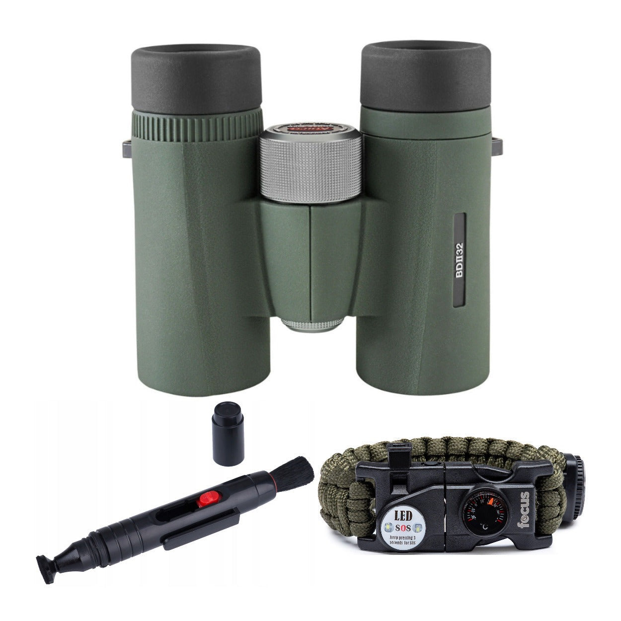 Kowa 10x32 BDII-XD Binoculars with Lens Cleaning Pen and Survival Bracelet
