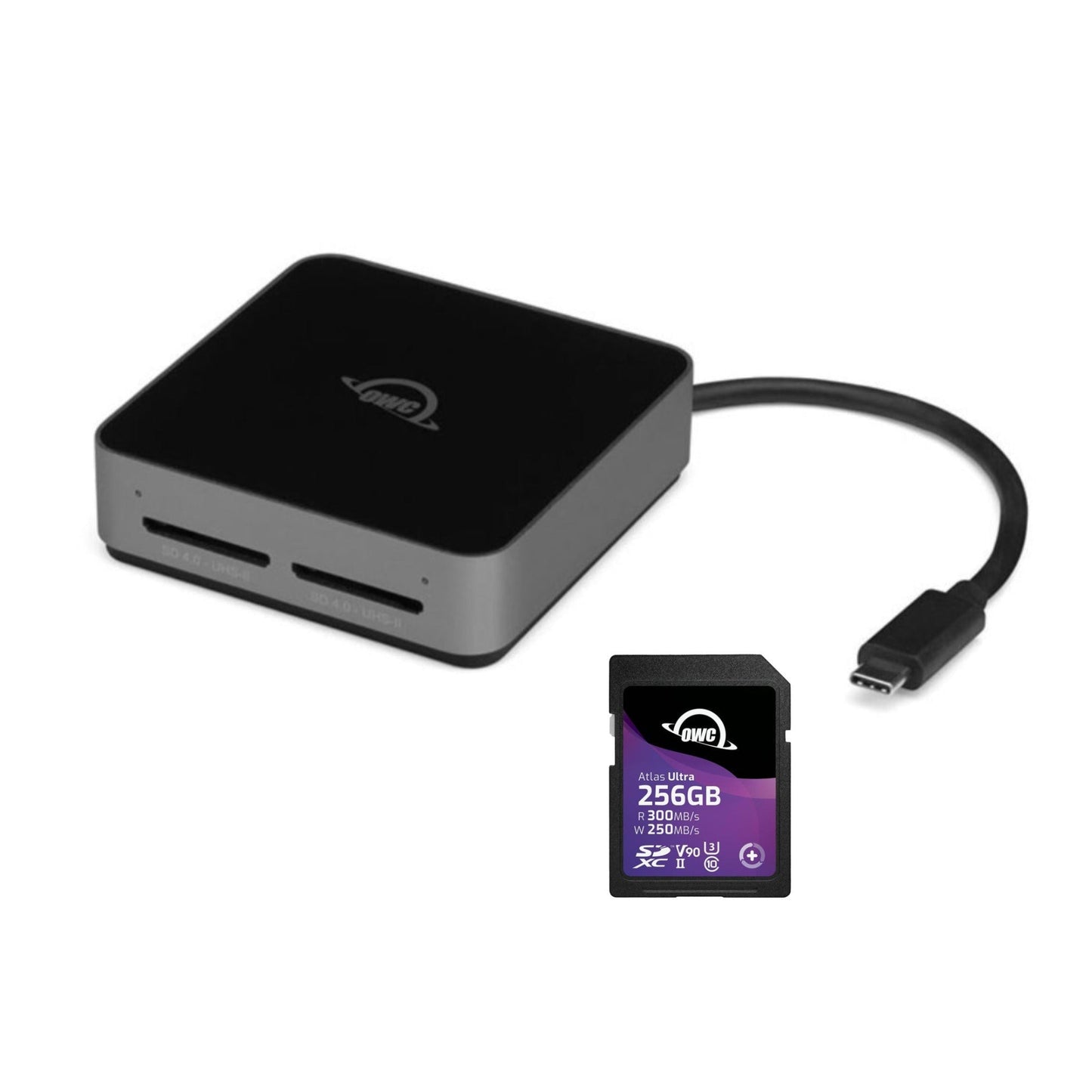OWC 256GB Atlas Ultra UHS-II SDXC Memory Card with Dual SD-Slot SDXC UHS-II Card Reader