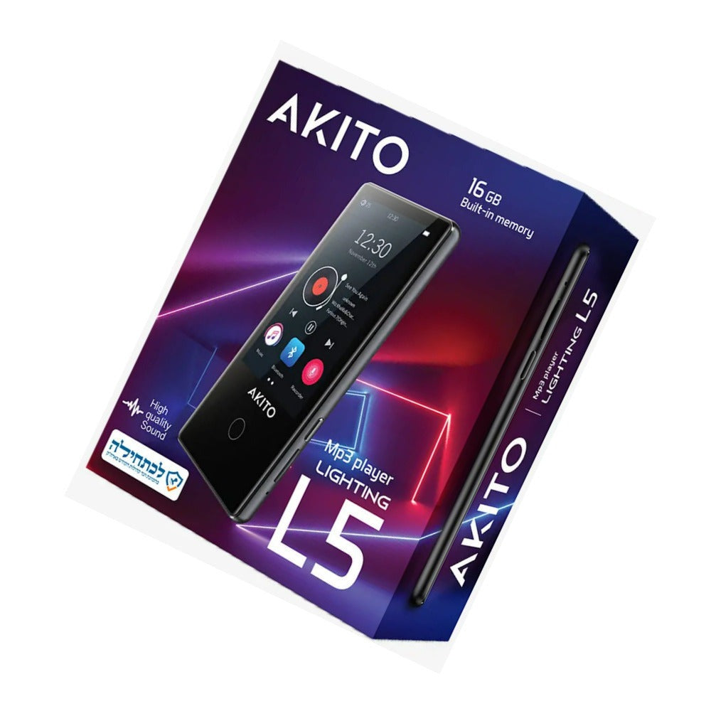 AKITO L5 16GB Kosher MP3 Player with Buttons, Built-in Speakers, Recorder, and Touch Screen (Black)