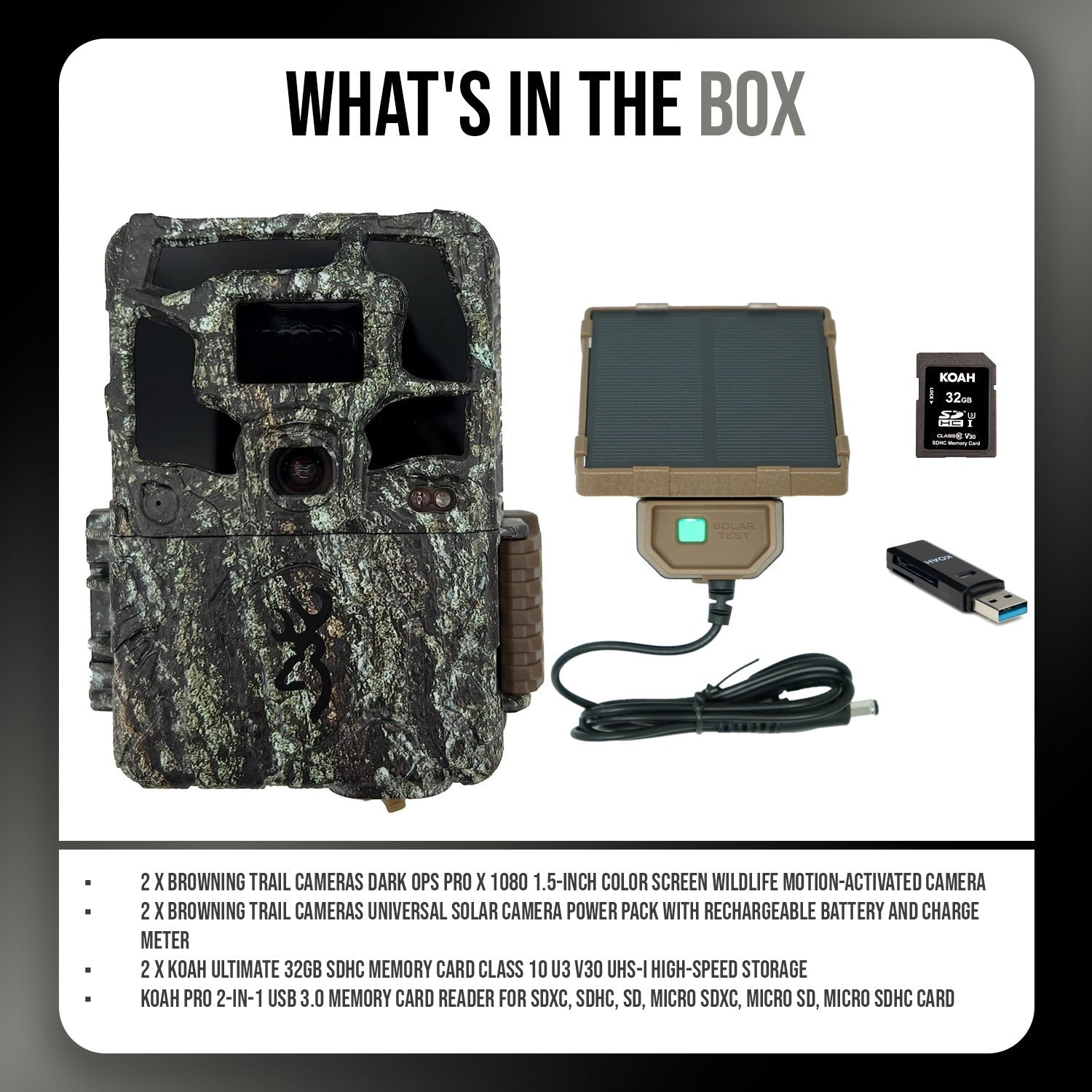 Browning Dark Ops Pro X 1080 Trail Camera (2-Pack) with Accessories Bundle